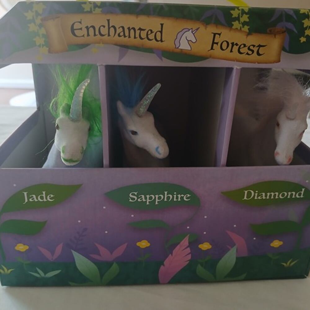 Enchanted Forest Unicorn Plush Set – Jade, Sapphire & Diamond (No Books)